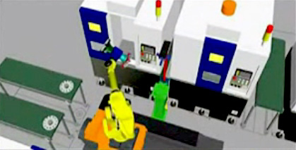 机器人为六台数控机床上下料模拟动画视频